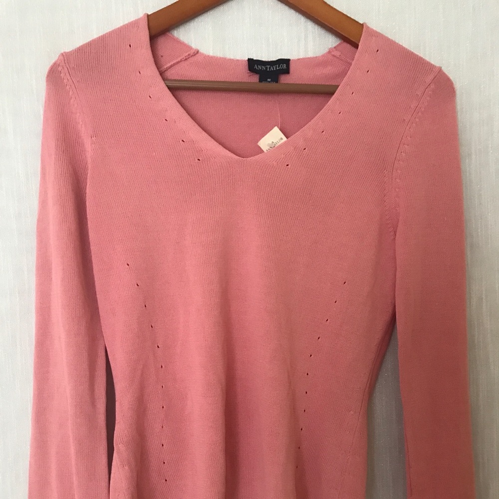 Ann Taylor silk v neck long sleeve sweater NWT